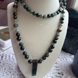 Handmade Labradorite, Ocean Jasper & Agate Crystal Necklace
